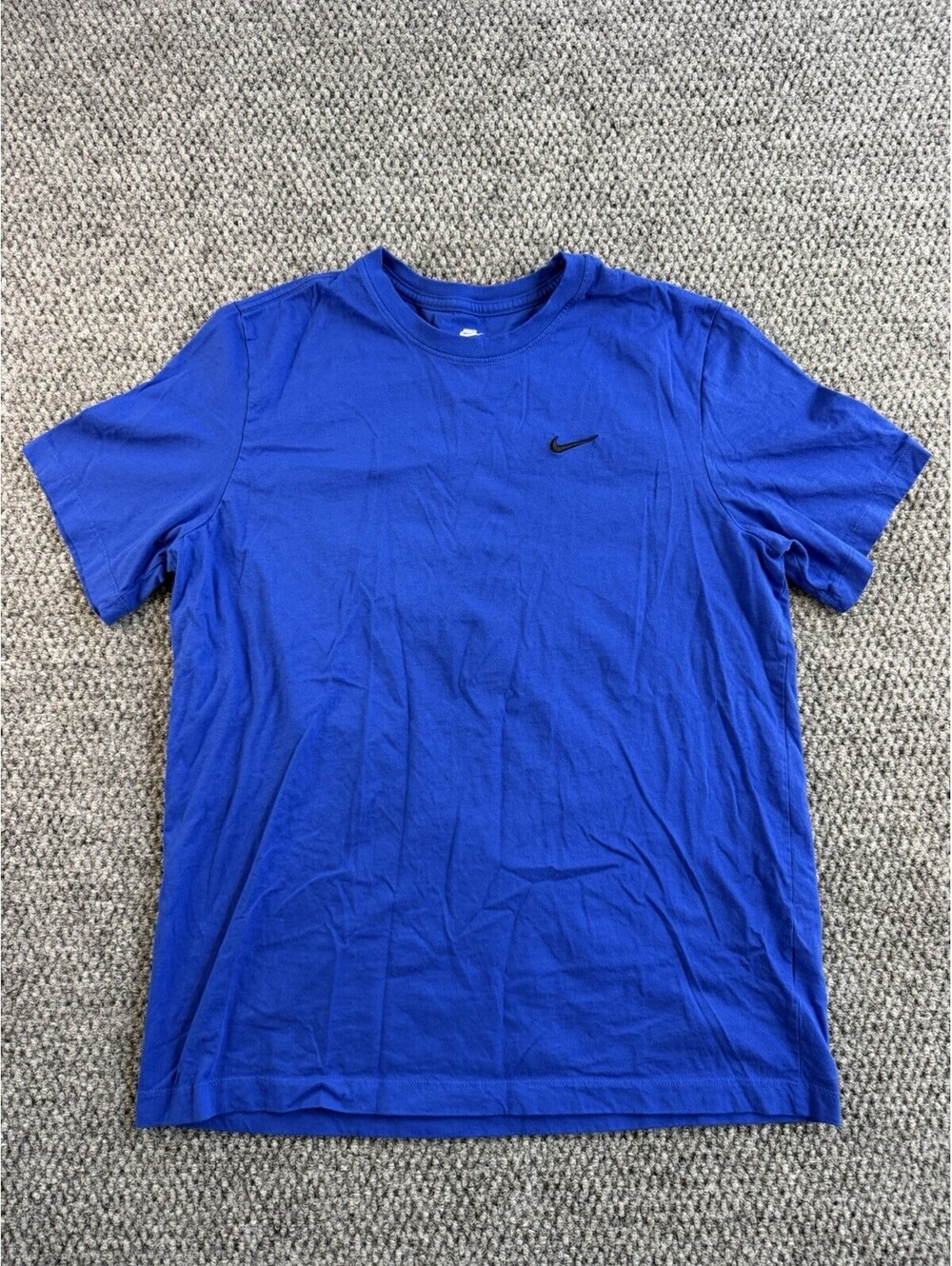 Nike Tee Shirt Mens Large Blue Swoosh Logo Short Sleeve Crew Neck Cotton